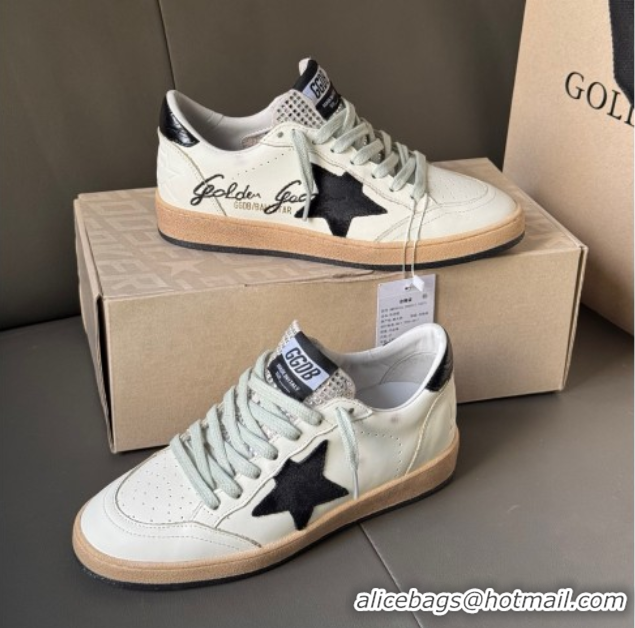 Good Looking Golden Goose Women’s Ball Star Sneakers in white leather with signature and Strass 0429038