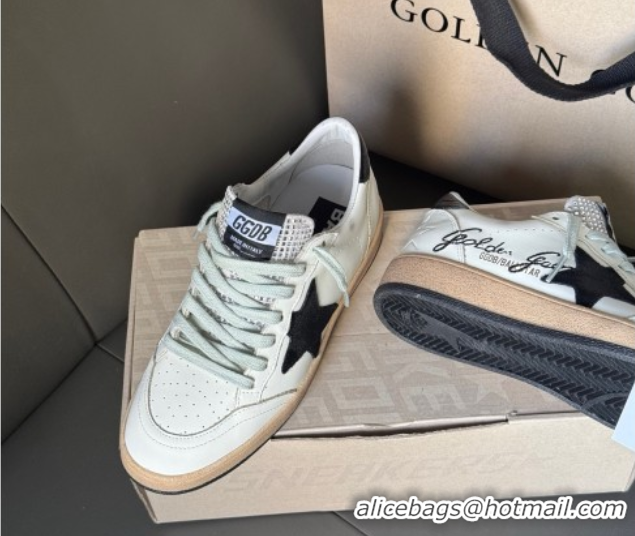 Good Looking Golden Goose Women’s Ball Star Sneakers in white leather with signature and Strass 0429038