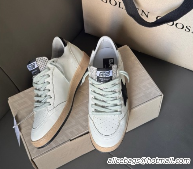 Good Looking Golden Goose Women’s Ball Star Sneakers in white leather with signature and Strass 0429038
