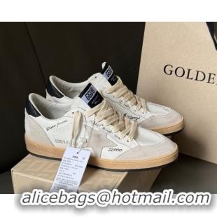 Buy Luxury Golden Goose Women’s Ball Star Sneakers in White Leather and Grey Suede with Black Tab 0429040