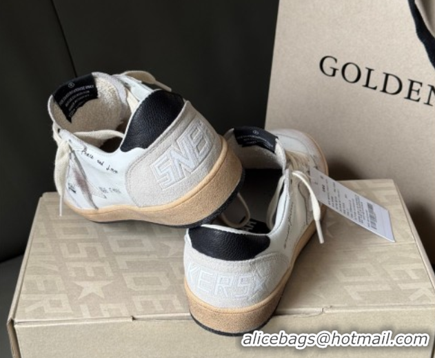 Buy Luxury Golden Goose Women’s Ball Star Sneakers in White Leather and Grey Suede with Black Tab 0429040