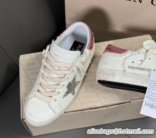 Most Popular Golden Goose Super-Star Sneakers in white leather with pearls 50429049