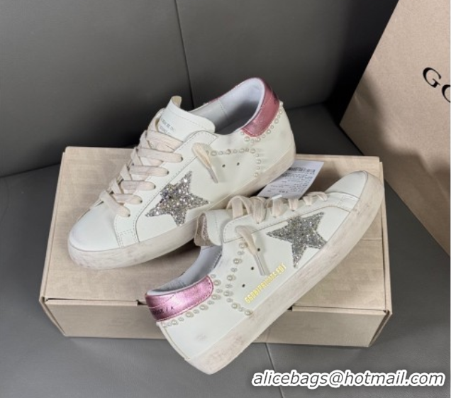 Most Popular Golden Goose Super-Star Sneakers in white leather with pearls 50429049