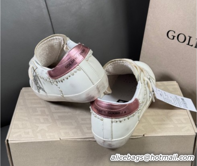Most Popular Golden Goose Super-Star Sneakers in white leather with pearls 50429049