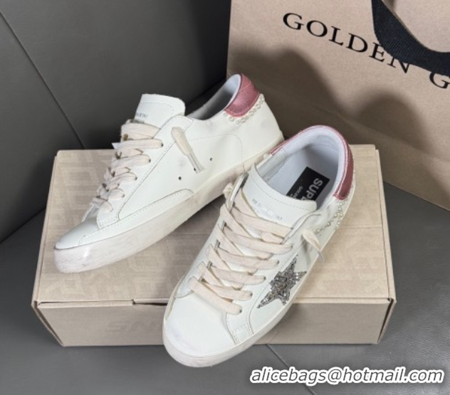 Most Popular Golden Goose Super-Star Sneakers in white leather with pearls 50429049