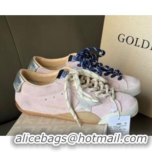 Shop Cheap Golden Goose Women's True-Star Sneakers in pastel pink suede with white star and silver-tone heel tab 5042905