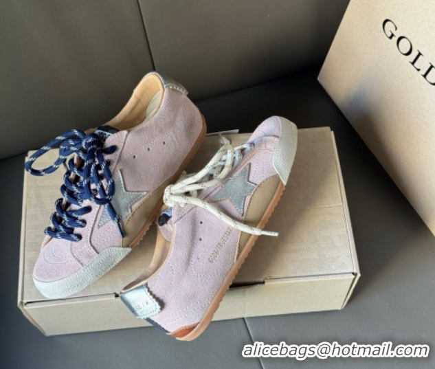 Shop Cheap Golden Goose Women's True-Star Sneakers in pastel pink suede with white star and silver-tone heel tab 5042905