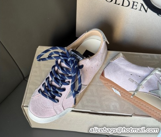 Shop Cheap Golden Goose Women's True-Star Sneakers in pastel pink suede with white star and silver-tone heel tab 5042905