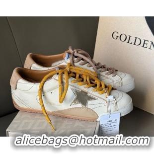 Good Quality Golden Goose Women's True-Star Sneakers in white nappa leather with gold star and beige suede heel tab 5042