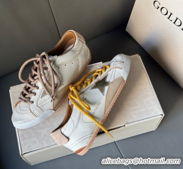Good Quality Golden Goose Women's True-Star Sneakers in white nappa leather with gold star and beige suede heel tab 5042