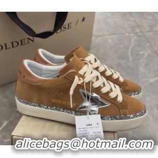 Low Price Golden Goose Women's Hi Star Sneakers in brown suede with silver leather star and leather heel tab 50429055