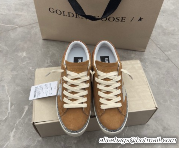 Low Price Golden Goose Women's Hi Star Sneakers in brown suede with silver leather star and leather heel tab 50429055