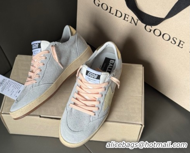Cheap Price Golden Goose Women's Ball Star Sneakers in powder-blue suede with cream-colored leather star 0605001