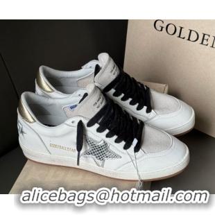 Big Discount Golden Goose Ball Star Sneakers in white leather and grey suede with metallic leather star 50605002