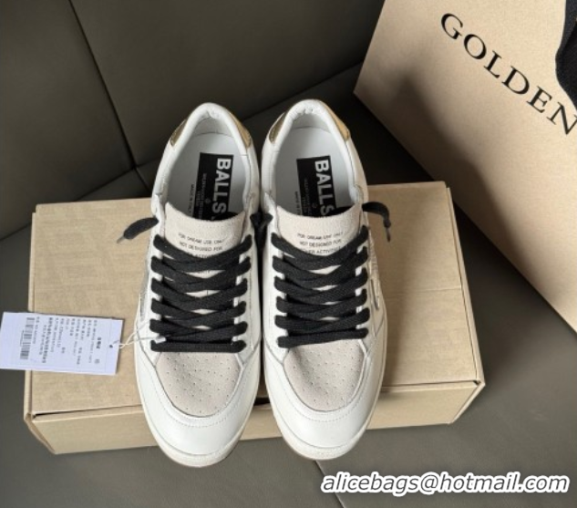 Big Discount Golden Goose Ball Star Sneakers in white leather and grey suede with metallic leather star 50605002