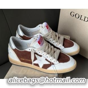 Shop Duplicate Golden Goose Ball Star Sneakers in White Leather and Brown Suede 50605003