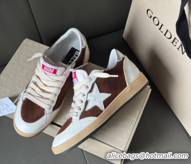 Shop Duplicate Golden Goose Ball Star Sneakers in White Leather and Brown Suede 50605003