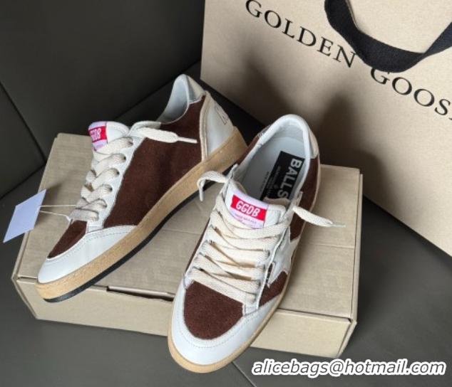 Shop Duplicate Golden Goose Ball Star Sneakers in White Leather and Brown Suede 50605003