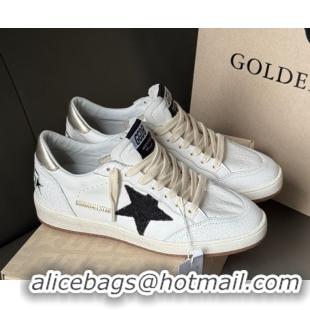 Charming Golden Goose Ball Star Sneakers in white leather with black glitter star 50605004
