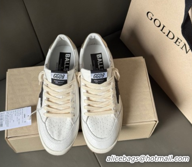 Charming Golden Goose Ball Star Sneakers in white leather with black glitter star 50605004