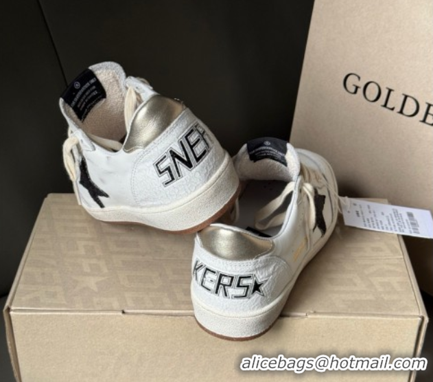 Charming Golden Goose Ball Star Sneakers in white leather with black glitter star 50605004