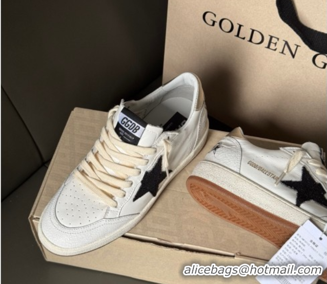 Charming Golden Goose Ball Star Sneakers in white leather with black glitter star 50605004