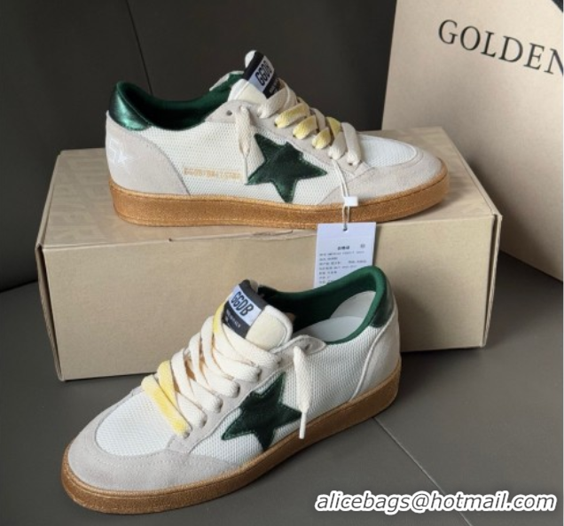 Top Grade Golden Goose Women's Ball Star LTD sneakers in suede and mesh with green leather star 0605005