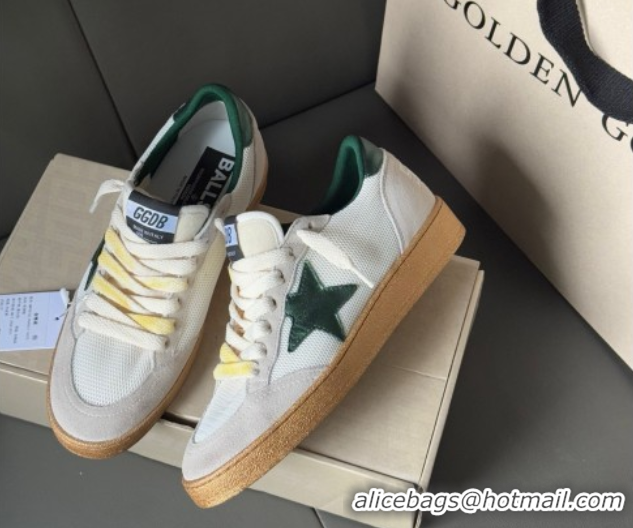 Top Grade Golden Goose Women's Ball Star LTD sneakers in suede and mesh with green leather star 0605005