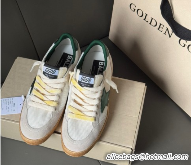 Top Grade Golden Goose Women's Ball Star LTD sneakers in suede and mesh with green leather star 0605005