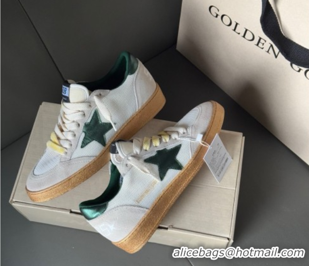 Top Grade Golden Goose Women's Ball Star LTD sneakers in suede and mesh with green leather star 0605005