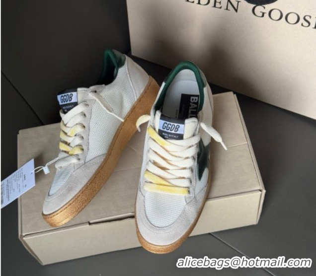 Top Grade Golden Goose Women's Ball Star LTD sneakers in suede and mesh with green leather star 0605005