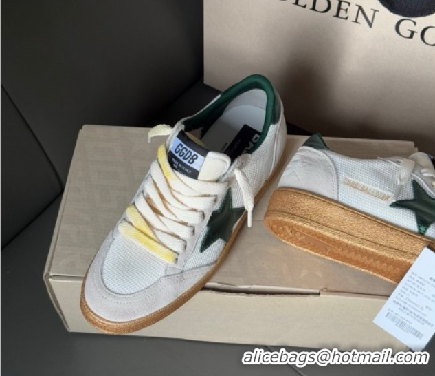 Top Grade Golden Goose Women's Ball Star LTD sneakers in suede and mesh with green leather star 0605005