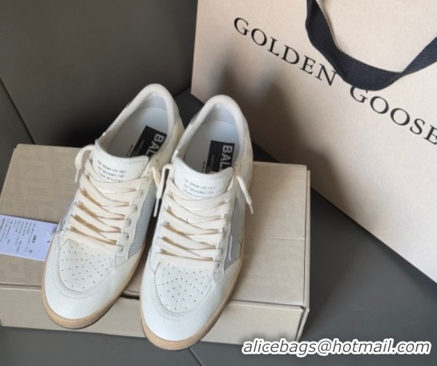 Good Quality Golden Goose Ball Star Sneakers in White Leather and Silver Glitters 0605006