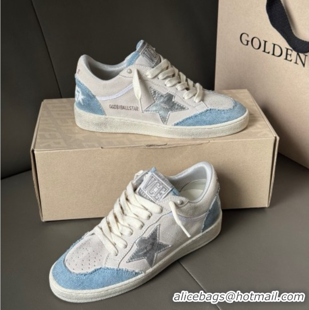 Best Grade Golden Goose Ball Star Sneakers LTD in suede with metallic leather star and denim inserts 0605007