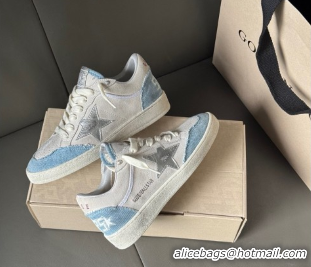 Best Grade Golden Goose Ball Star Sneakers LTD in suede with metallic leather star and denim inserts 0605007