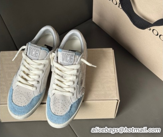 Best Grade Golden Goose Ball Star Sneakers LTD in suede with metallic leather star and denim inserts 0605007
