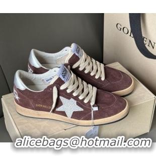Best Product Golden Goose Ball Star Sneakers in brown suede with glitter star 0605008