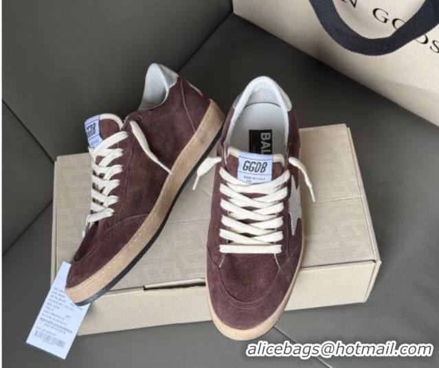 Best Product Golden Goose Ball Star Sneakers in brown suede with glitter star 0605008