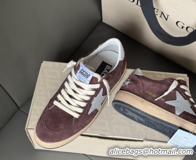 Best Product Golden Goose Ball Star Sneakers in brown suede with glitter star 0605008