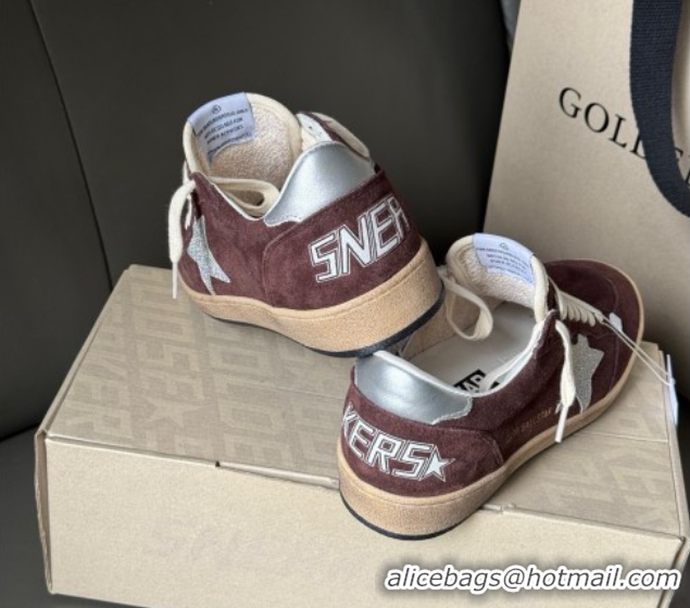 Best Product Golden Goose Ball Star Sneakers in brown suede with glitter star 0605008