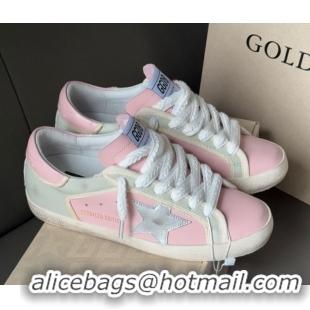Unique Style Golden Goose Women’s Super-Star Sneakers in pink leather with silver foiled leather star and pink leather h