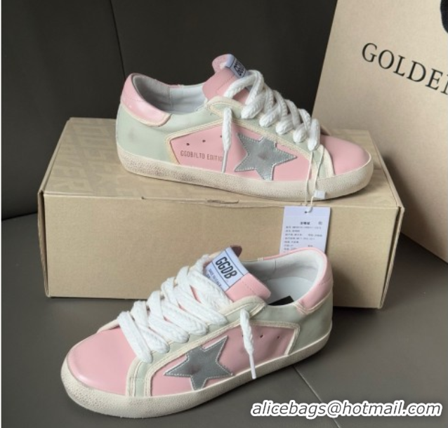 Unique Style Golden Goose Women’s Super-Star Sneakers in pink leather with silver foiled leather star and pink leather h