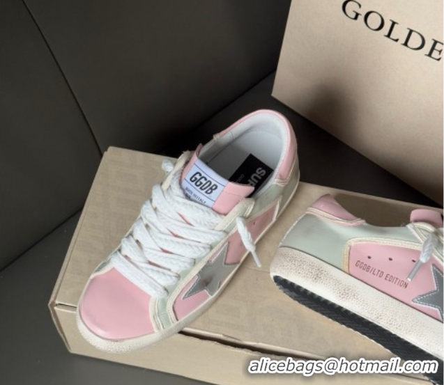 Unique Style Golden Goose Women’s Super-Star Sneakers in pink leather with silver foiled leather star and pink leather h