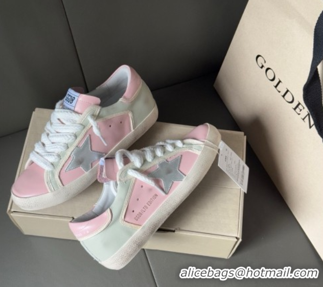 Unique Style Golden Goose Women’s Super-Star Sneakers in pink leather with silver foiled leather star and pink leather h