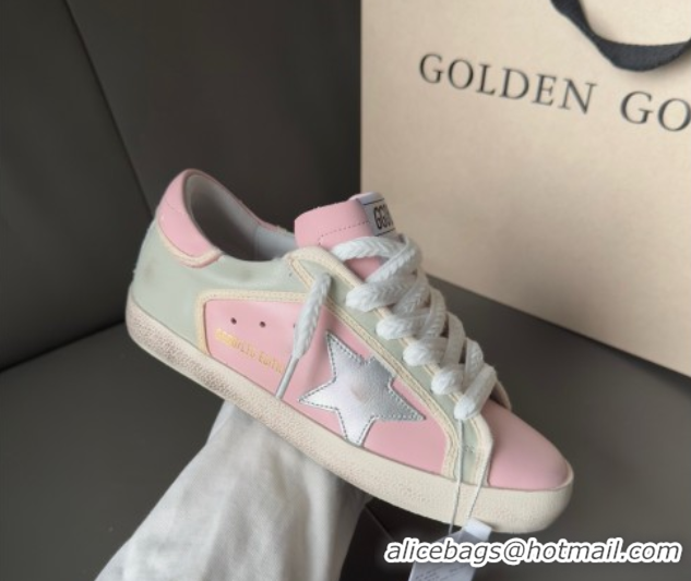 Unique Style Golden Goose Women’s Super-Star Sneakers in pink leather with silver foiled leather star and pink leather h