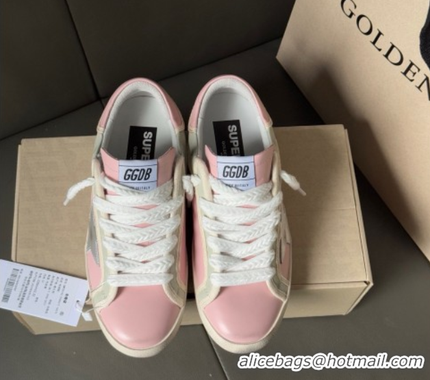 Unique Style Golden Goose Women’s Super-Star Sneakers in pink leather with silver foiled leather star and pink leather h