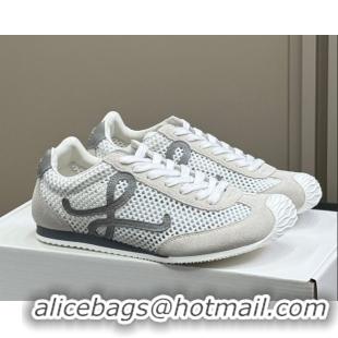 Classic Hot Loewe Ballet Runner 2.0 Sneakers in Mesh and Suede White/Grey 50605075