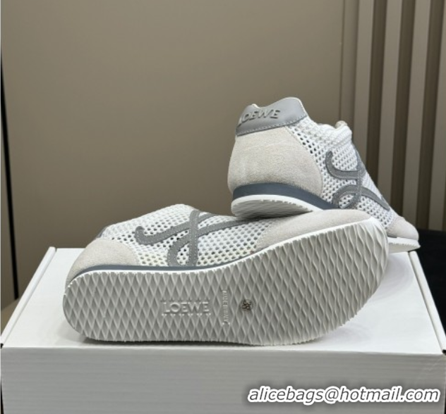 Classic Hot Loewe Ballet Runner 2.0 Sneakers in Mesh and Suede White/Grey 50605075