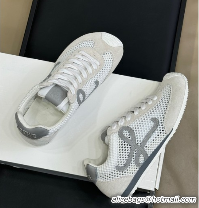 Classic Hot Loewe Ballet Runner 2.0 Sneakers in Mesh and Suede White/Grey 50605075