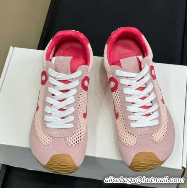 Grade Quality Loewe Ballet Runner 2.0 Sneakers in Mesh and Suede Light Pink/Fuchsia 50605076